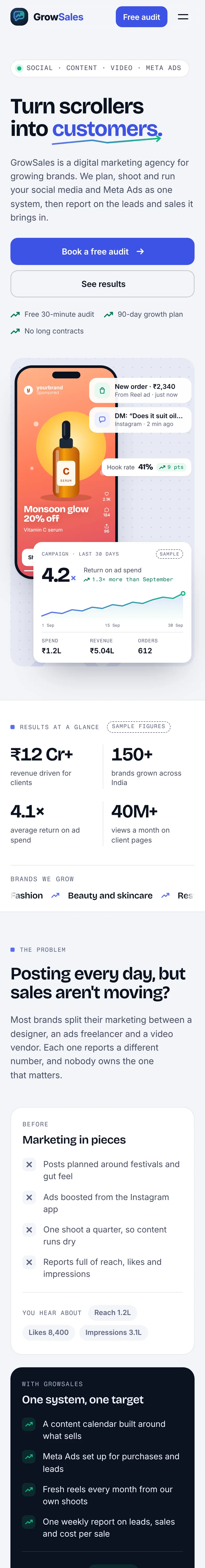 GrowSales landing page at Mobile · 393, part 1 of 7