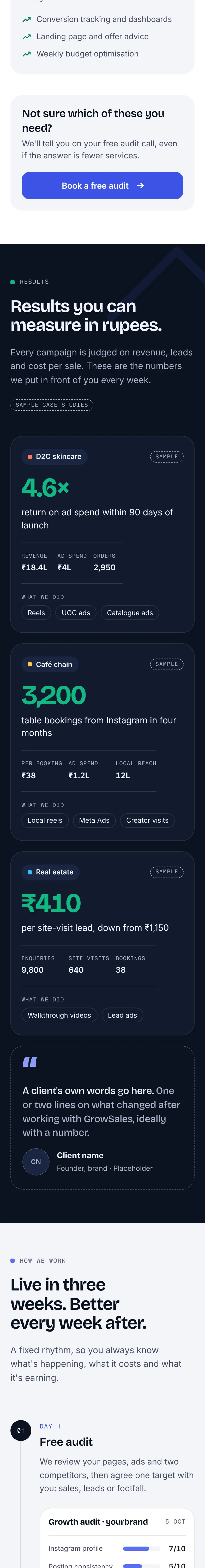 GrowSales landing page at Mobile · 393, part 3 of 7