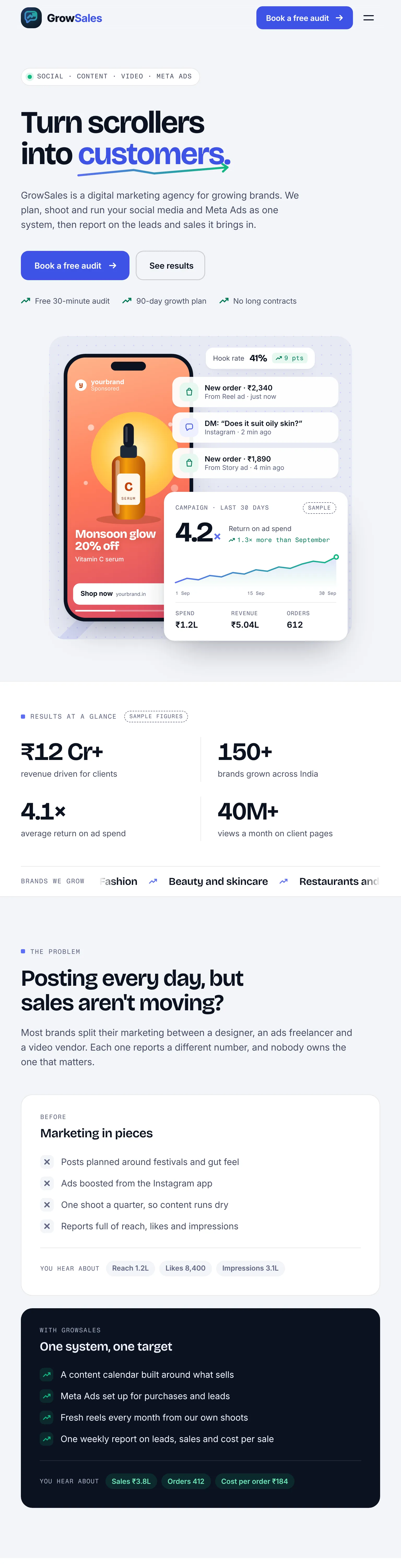 GrowSales landing page at Tablet · 768, part 1 of 6