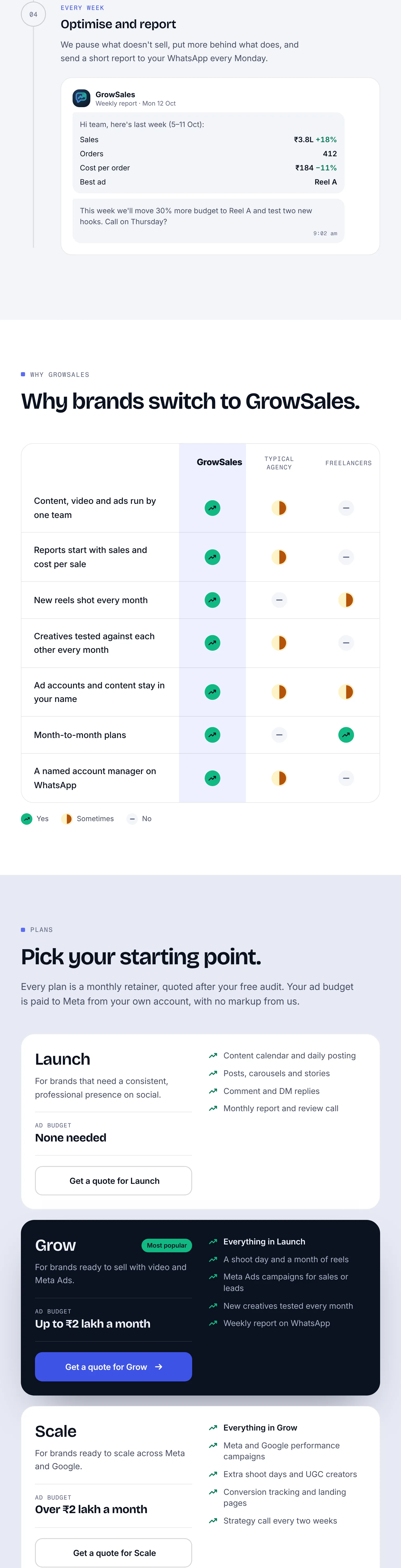 GrowSales landing page at Tablet · 768, part 4 of 6